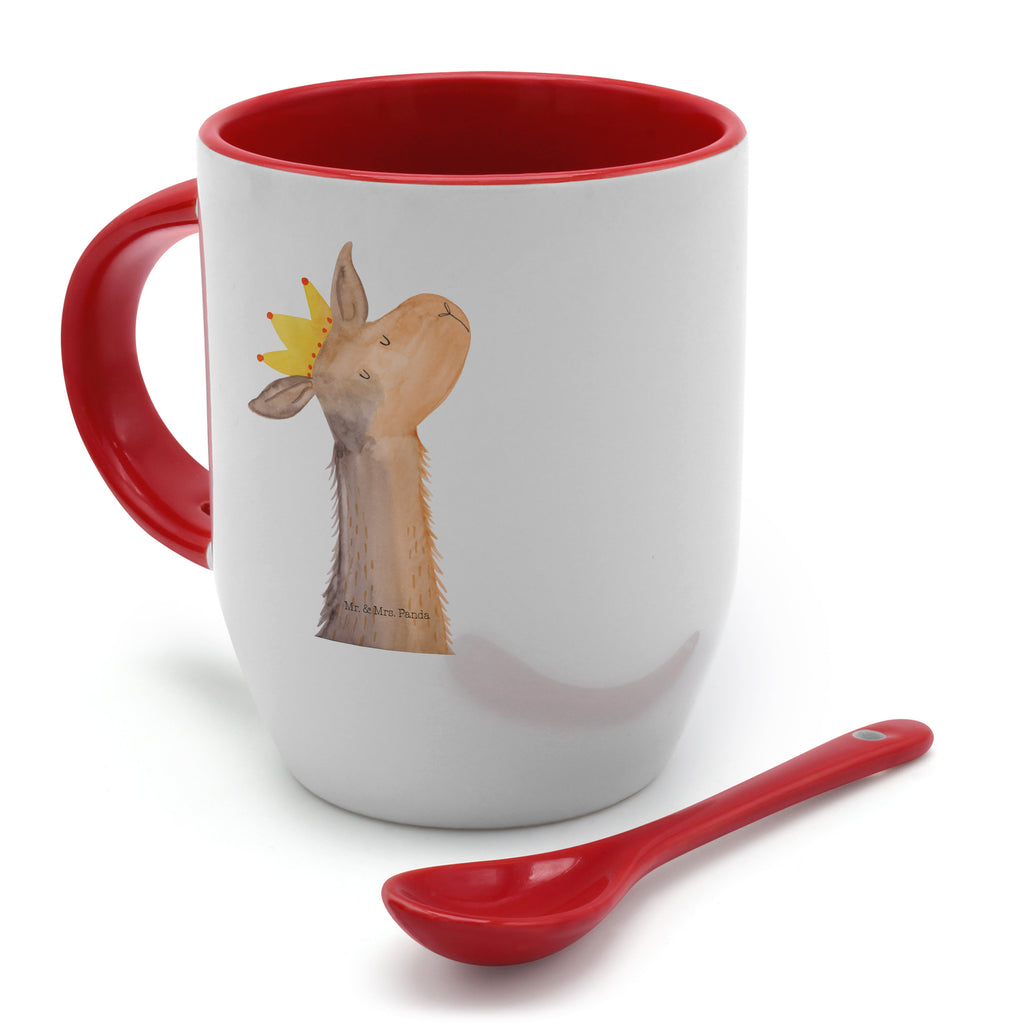 Tasse mit Löffel Lamakopf König Tasse, Kaffeetasse, Tassen, Tasse mit Spruch, Kaffeebecher, Tasse mit Löffel, Lama, Alpaka, Lamas, König, Königin, Freundin, Mama, Papa, Büro Kollege, Kollegin, Chef, Vorgesetzter, Abi, Abitur