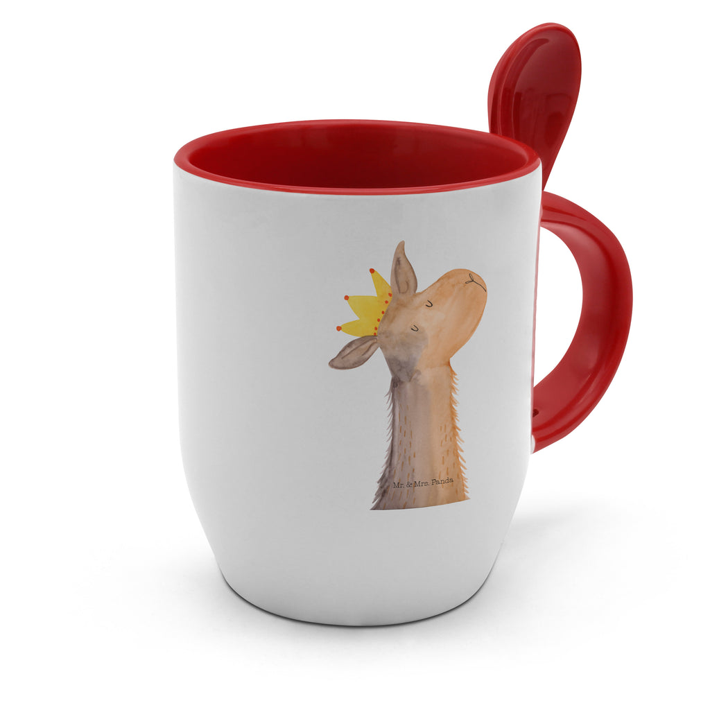 Tasse mit Löffel Lamakopf König Tasse, Kaffeetasse, Tassen, Tasse mit Spruch, Kaffeebecher, Tasse mit Löffel, Lama, Alpaka, Lamas, König, Königin, Freundin, Mama, Papa, Büro Kollege, Kollegin, Chef, Vorgesetzter, Abi, Abitur