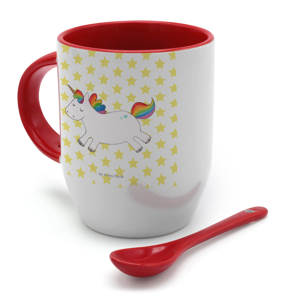 Tasse mit Löffel Einhorn Happy Tasse, Kaffeetasse, Tassen, Tasse mit Spruch, Kaffeebecher, Tasse mit Löffel, Einhorn, Einhörner, Einhorn Deko, Pegasus, Unicorn, glücklich, fröhlich, Spaß, Freude, Lebensfreude, witzig, spannend, Lächeln, Lachen