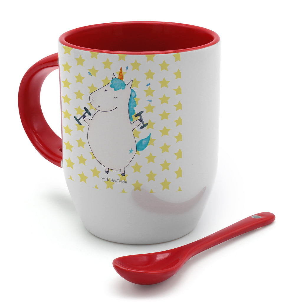 Tasse mit Löffel Einhorn Fitness Tasse, Kaffeetasse, Tassen, Tasse mit Spruch, Kaffeebecher, Tasse mit Löffel, Einhorn, Einhörner, Einhorn Deko, Pegasus, Unicorn, Gym, Fitness, Fitnessstudio, Diät, Abnehmen, Sport, Pumpen, Geräte, Sixpack