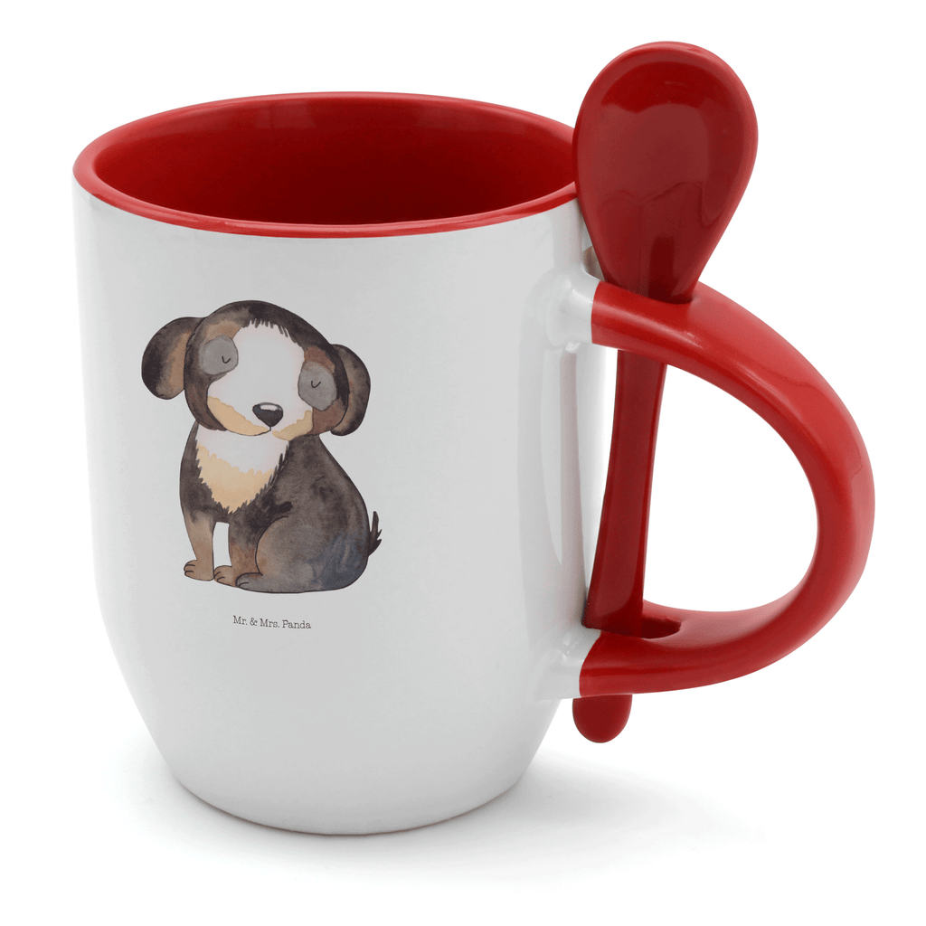 Tasse mit Löffel Hund entspannt Tasse, Kaffeetasse, Tassen, Tasse mit Spruch, Kaffeebecher, Tasse mit Löffel, Hund, Hundemotiv, Haustier, Hunderasse, Tierliebhaber, Hundebesitzer, Sprüche, schwarzer Hund, Hundeliebe, Liebe, Hundeglück