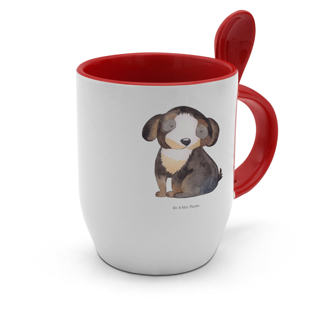 Tasse mit Löffel Hund entspannt Tasse, Kaffeetasse, Tassen, Tasse mit Spruch, Kaffeebecher, Tasse mit Löffel, Hund, Hundemotiv, Haustier, Hunderasse, Tierliebhaber, Hundebesitzer, Sprüche, schwarzer Hund, Hundeliebe, Liebe, Hundeglück