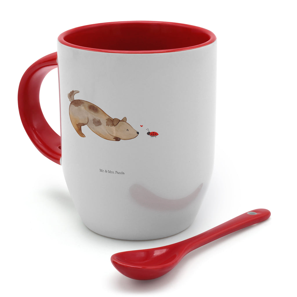 Tasse mit Löffel Hund Marienkäfer Tasse, Kaffeetasse, Tassen, Tasse mit Spruch, Kaffeebecher, Tasse mit Löffel, Hund, Hundemotiv, Haustier, Hunderasse, Tierliebhaber, Hundebesitzer, Sprüche, Hunde, Hundespruch, Marienkäfer, Mischling, Mischlinghund