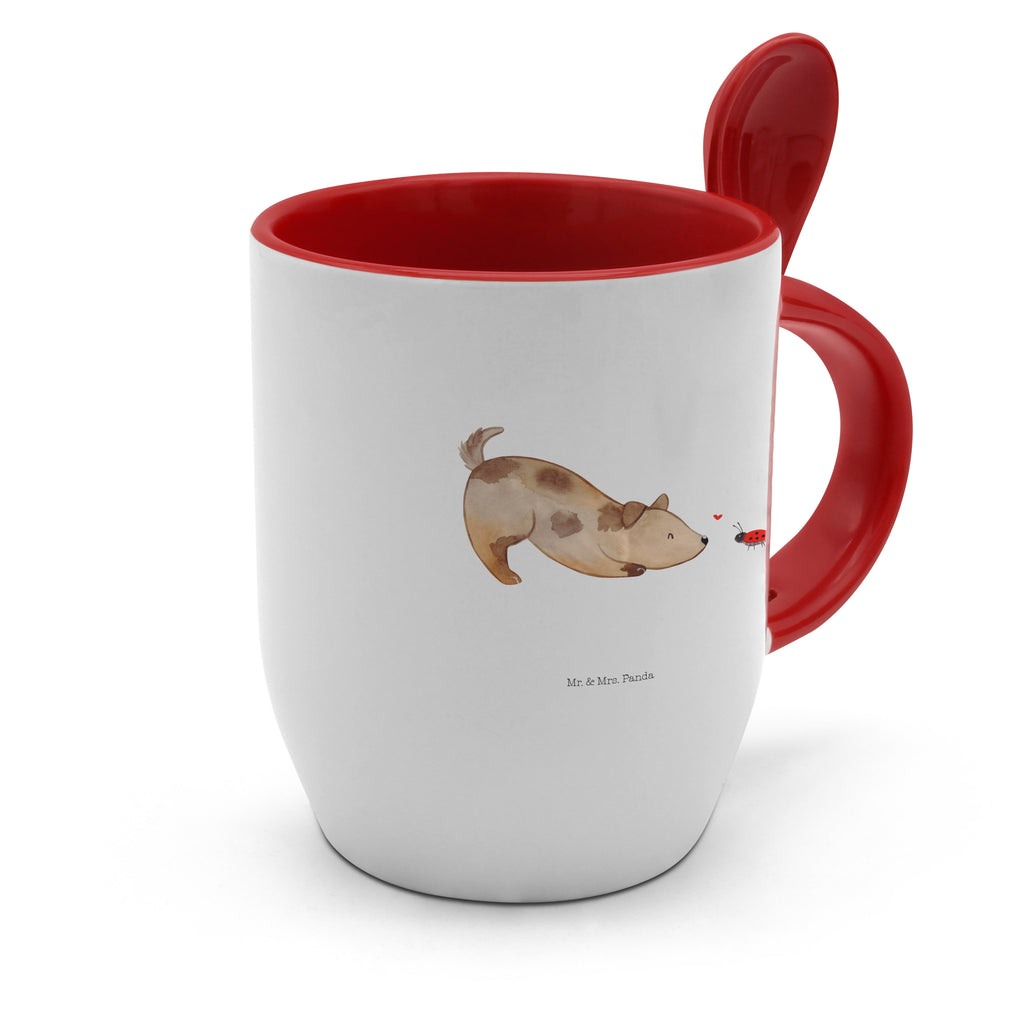 Tasse mit Löffel Hund Marienkäfer Tasse, Kaffeetasse, Tassen, Tasse mit Spruch, Kaffeebecher, Tasse mit Löffel, Hund, Hundemotiv, Haustier, Hunderasse, Tierliebhaber, Hundebesitzer, Sprüche, Hunde, Hundespruch, Marienkäfer, Mischling, Mischlinghund