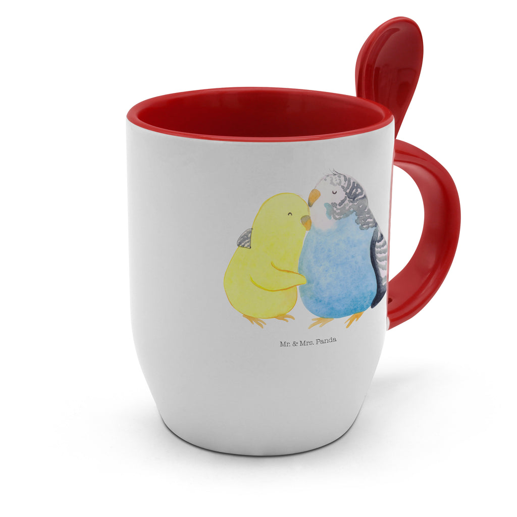 Tasse mit Löffel Wellensittich Liebe Tasse, Kaffeetasse, Tassen, Tasse mit Spruch, Kaffeebecher, Tasse mit Löffel, Liebe, Partner, Freund, Freundin, Ehemann, Ehefrau, Heiraten, Verlobung, Heiratsantrag, Liebesgeschenk, Jahrestag, Hocheitstag, Vögel, Wellensittich, Nähe, Kuscheln, Vertrauen