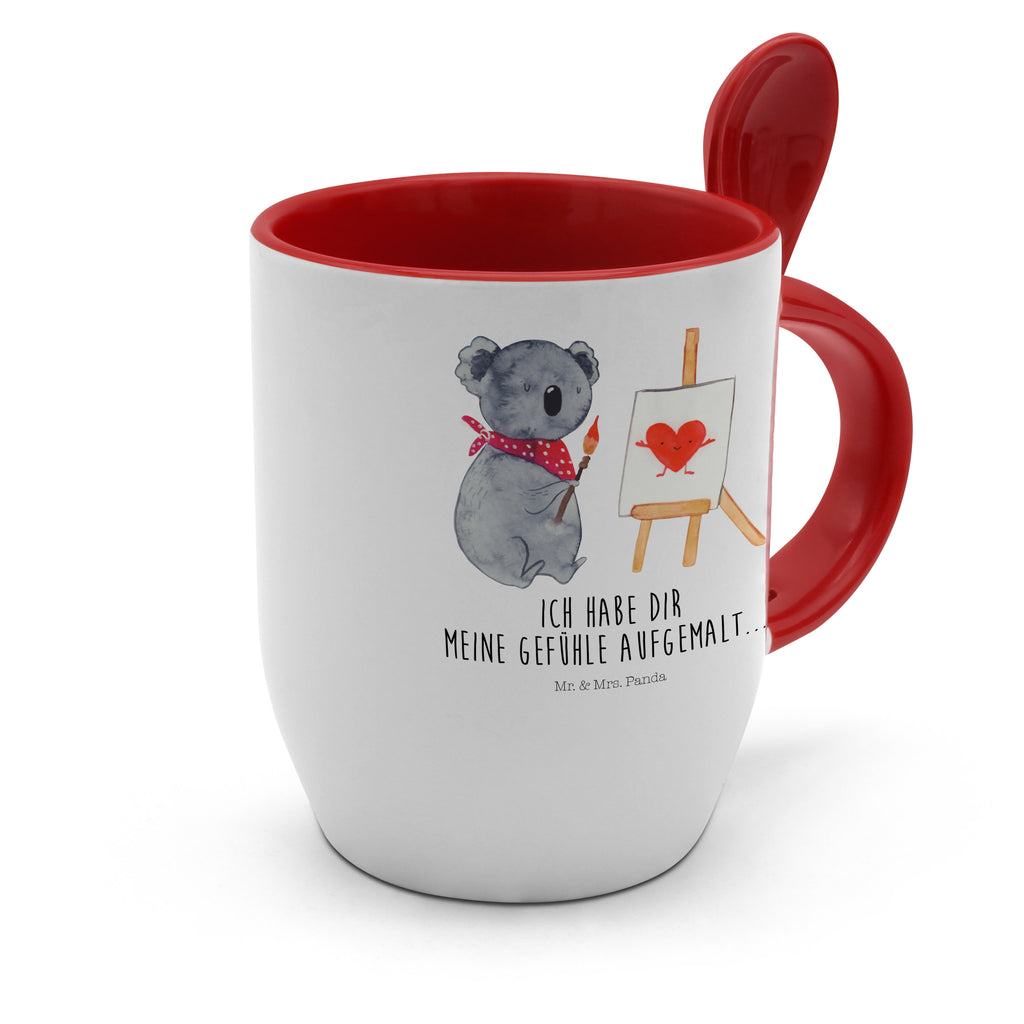 Tasse mit Löffel Koala Künstler Tasse, Kaffeetasse, Tassen, Tasse mit Spruch, Kaffeebecher, Tasse mit Löffel, Koala, Koalabär, Liebe, Liebensbeweis, Liebesgeschenk, Gefühle, Künstler, zeichnen