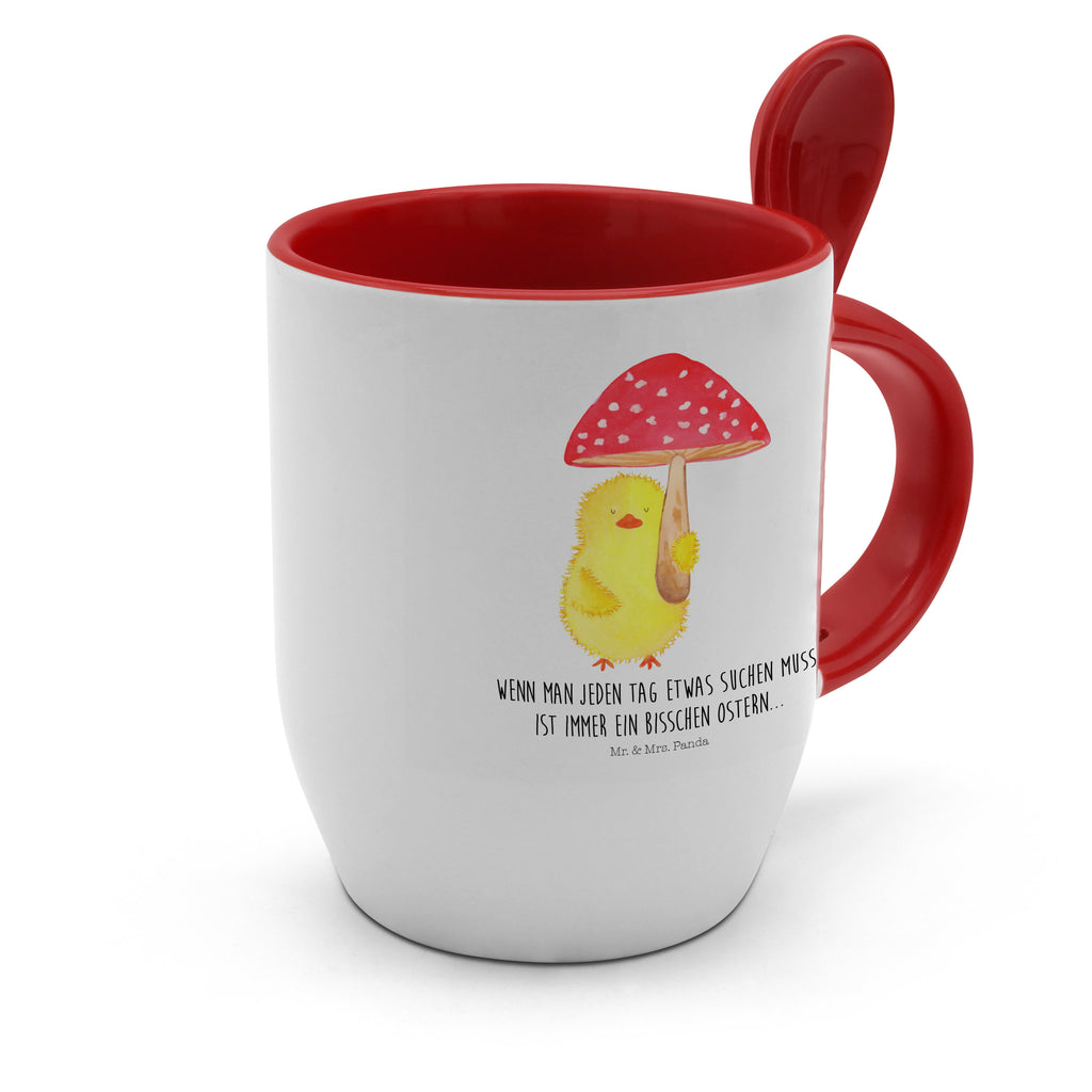 Tasse mit Löffel Küken Fliegenpilz Tasse, Kaffeetasse, Tassen, Tasse mit Spruch, Kaffeebecher, Tasse mit Löffel, Ostern, Osterhase, Ostergeschenke, Osternest, Osterdeko, Geschenke zu Ostern, Ostern Geschenk, Ostergeschenke Kinder, Ostern Kinder, Küken, Fliegenpilz, Glückspilz, Frohe Ostern, Ostergrüße