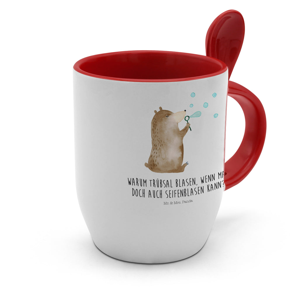 Tasse mit Löffel Bär Seifenblasen Tasse, Kaffeetasse, Tassen, Tasse mit Spruch, Kaffeebecher, Tasse mit Löffel, Bär, Teddy, Teddybär, Seifenblasen Bär Lustig Sein Glücklich Traurig Happy