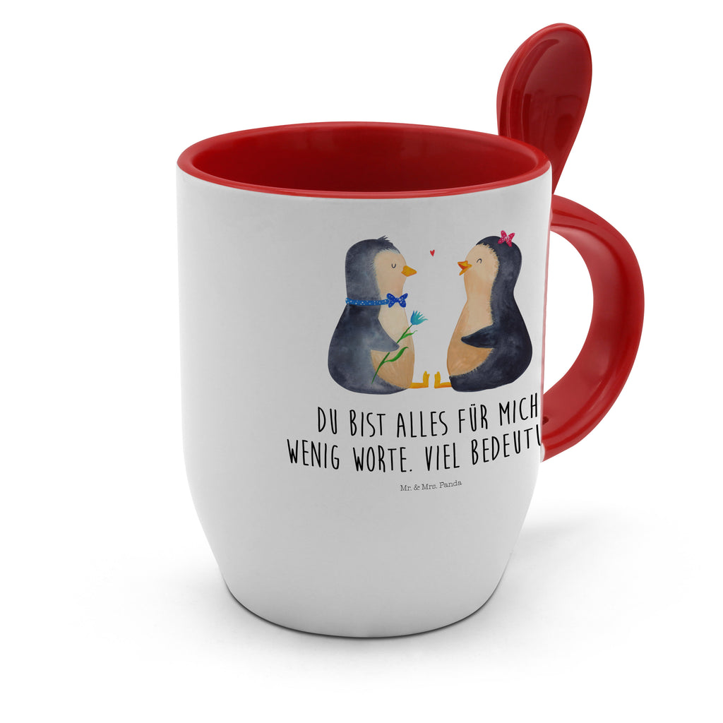 Tasse mit Löffel Pinguin Pärchen Tasse, Kaffeetasse, Tassen, Tasse mit Spruch, Kaffeebecher, Tasse mit Löffel, Pinguin, Pinguine, Liebe, Liebespaar, Liebesbeweis, Liebesgeschenk, Verlobung, Jahrestag, Hochzeitstag, Hochzeit, Hochzeitsgeschenk, große Liebe, Traumpaar