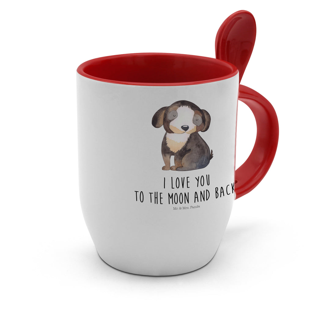 Tasse mit Löffel Hund entspannt Tasse, Kaffeetasse, Tassen, Tasse mit Spruch, Kaffeebecher, Tasse mit Löffel, Hund, Hundemotiv, Haustier, Hunderasse, Tierliebhaber, Hundebesitzer, Sprüche, schwarzer Hund, Hundeliebe, Liebe, Hundeglück