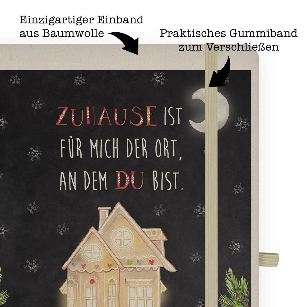 Baumwoll Notizbuch Lebkuchenhaus Notizen, Eintragebuch, Tagebuch, Notizblock, Adressbuch, Journal, Kladde, Skizzenbuch, Notizheft, Schreibbuch, Schreibheft, Winter, Weihnachten, Weihnachtsdeko, Nikolaus, Advent, Heiligabend, Wintermotiv