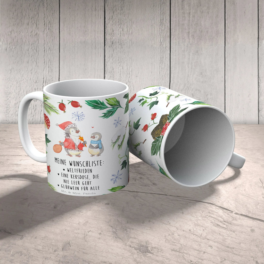 Tasse Pinguin Wunschliste Tasse, Kaffeetasse, Teetasse, Becher, Kaffeebecher, Teebecher, Keramiktasse, Porzellantasse, Büro Tasse, Geschenk Tasse, Tasse Sprüche, Tasse Motive, Kaffeetassen, Tasse bedrucken, Designer Tasse, Cappuccino Tassen, Schöne Teetassen, Winter, Weihnachten, Weihnachtsdeko, Nikolaus, Advent, Heiligabend, Wintermotiv