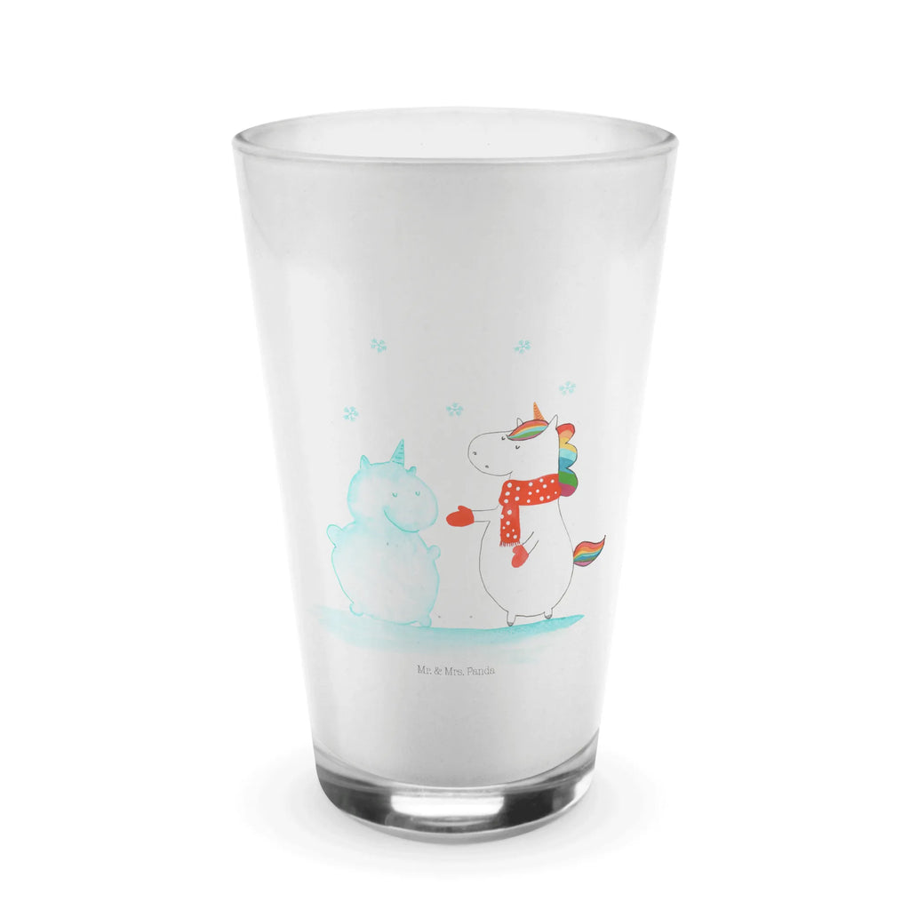 Glas Einhorn Schneemann Cappuccino Glas, Glas, Cappuccino Tasse, Latte Macchiato, Einhorn, Einhörner, Einhorn Deko, Pegasus, Unicorn, Schneemann, Winter, Schnee, Kuchen, Weihnachten, kalt, Mütze, Handschuhe, X-Mas