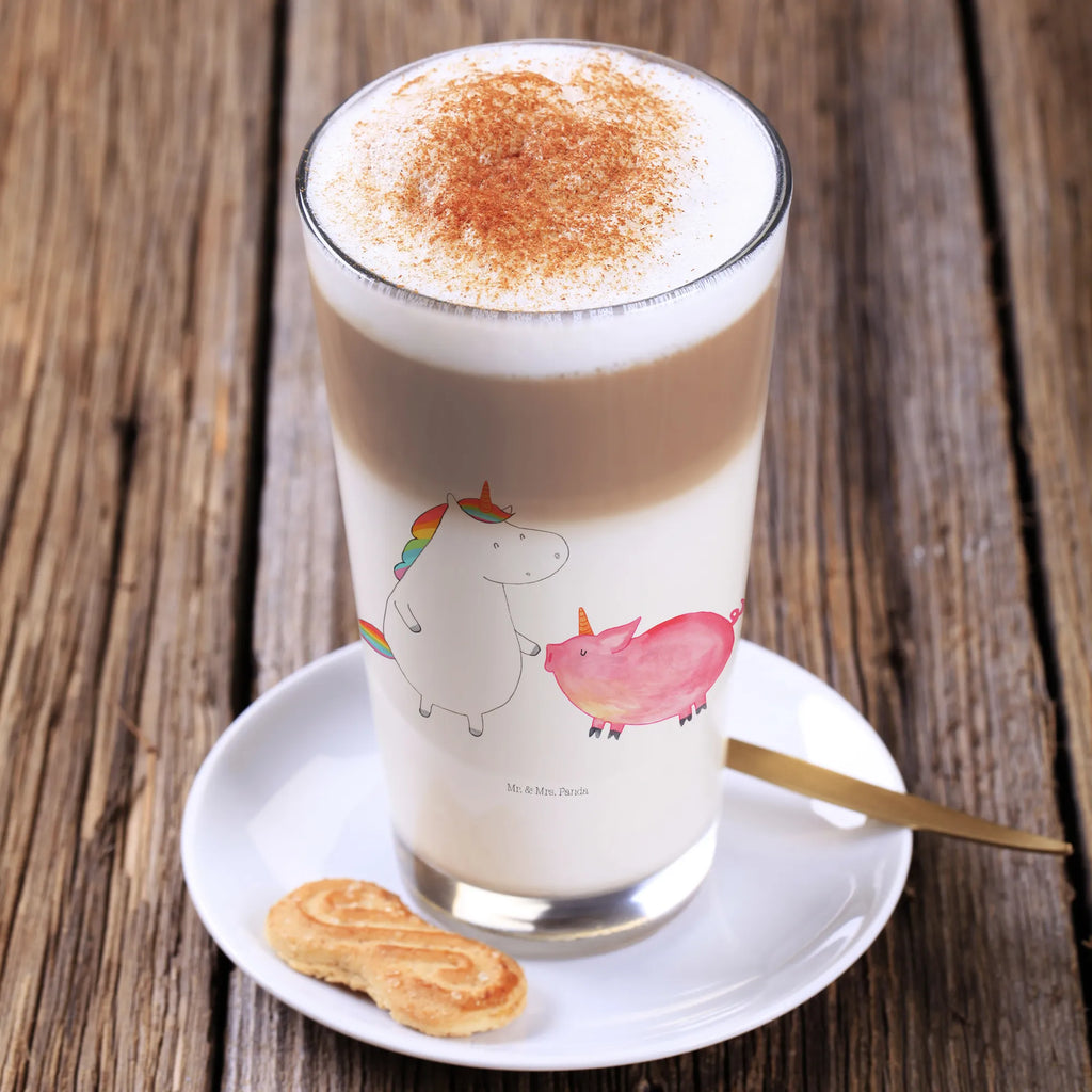 Glas Einhorn + Schweinhorn Cappuccino Glas, Glas, Cappuccino Tasse, Latte Macchiato, Einhorn, Einhörner, Einhorn Deko, Pegasus, Unicorn, Freundschaft, Schweinhorn, Schwein, Freundin, Schweinchen