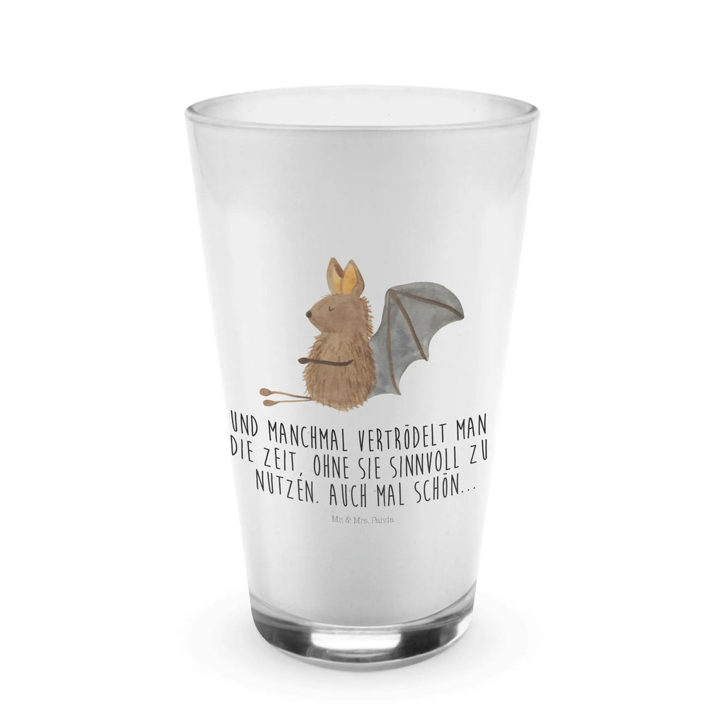 Glas Fledermaus sitzend Cappuccino Glas, Glas, Cappuccino Tasse, Latte Macchiato, Tiermotive, Gute Laune, lustige Sprüche, Tiere, Fledermaus, Fledermäuse, Motivation, entspannen