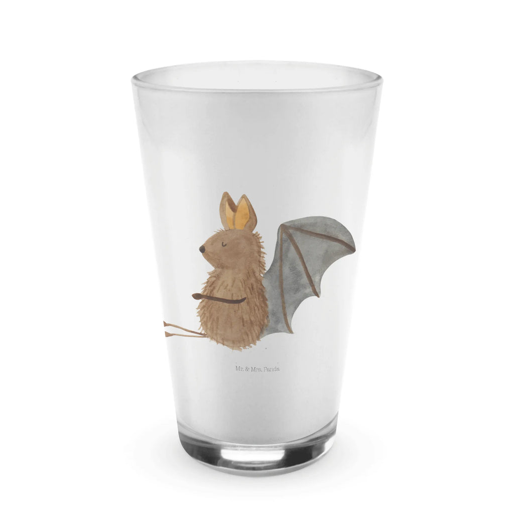 Glas Fledermaus sitzend Cappuccino Glas, Glas, Cappuccino Tasse, Latte Macchiato, Tiermotive, Gute Laune, lustige Sprüche, Tiere, Fledermaus, Fledermäuse, Motivation, entspannen