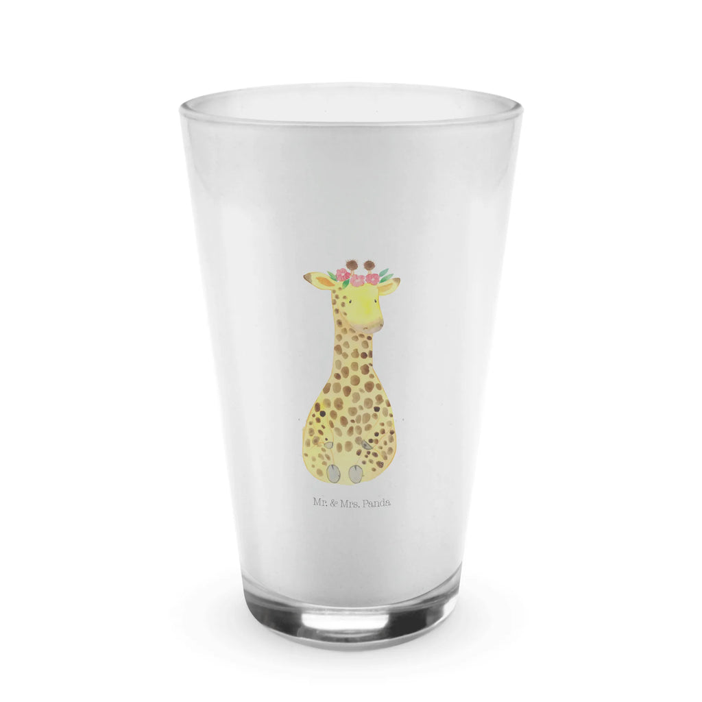 Glas Giraffe Blumenkranz Cappuccino Glas, Glas, Cappuccino Tasse, Latte Macchiato, Afrika, Wildtiere, Giraffe, Blumenkranz, Abenteurer, Selbstliebe, Freundin