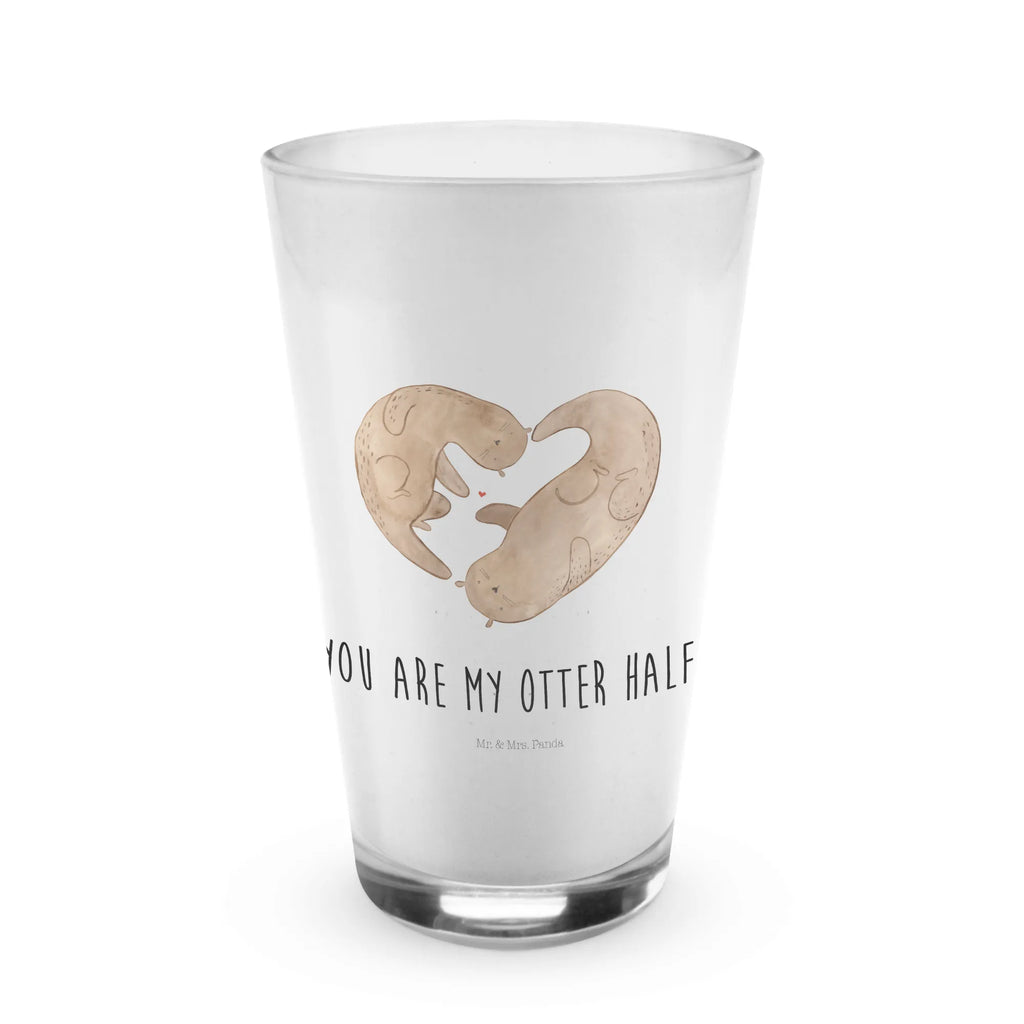 Glas Otter Herz Cappuccino Glas, Glas, Cappuccino Tasse, Latte Macchiato, Otter, Fischotter, Seeotter, Liebe, Herz, Liebesbeweis, Liebesgeschenk, Bessere Hälfte, Love you, Jahrestag, Hochzeitstag, Verlobung, gemeinsames Leben