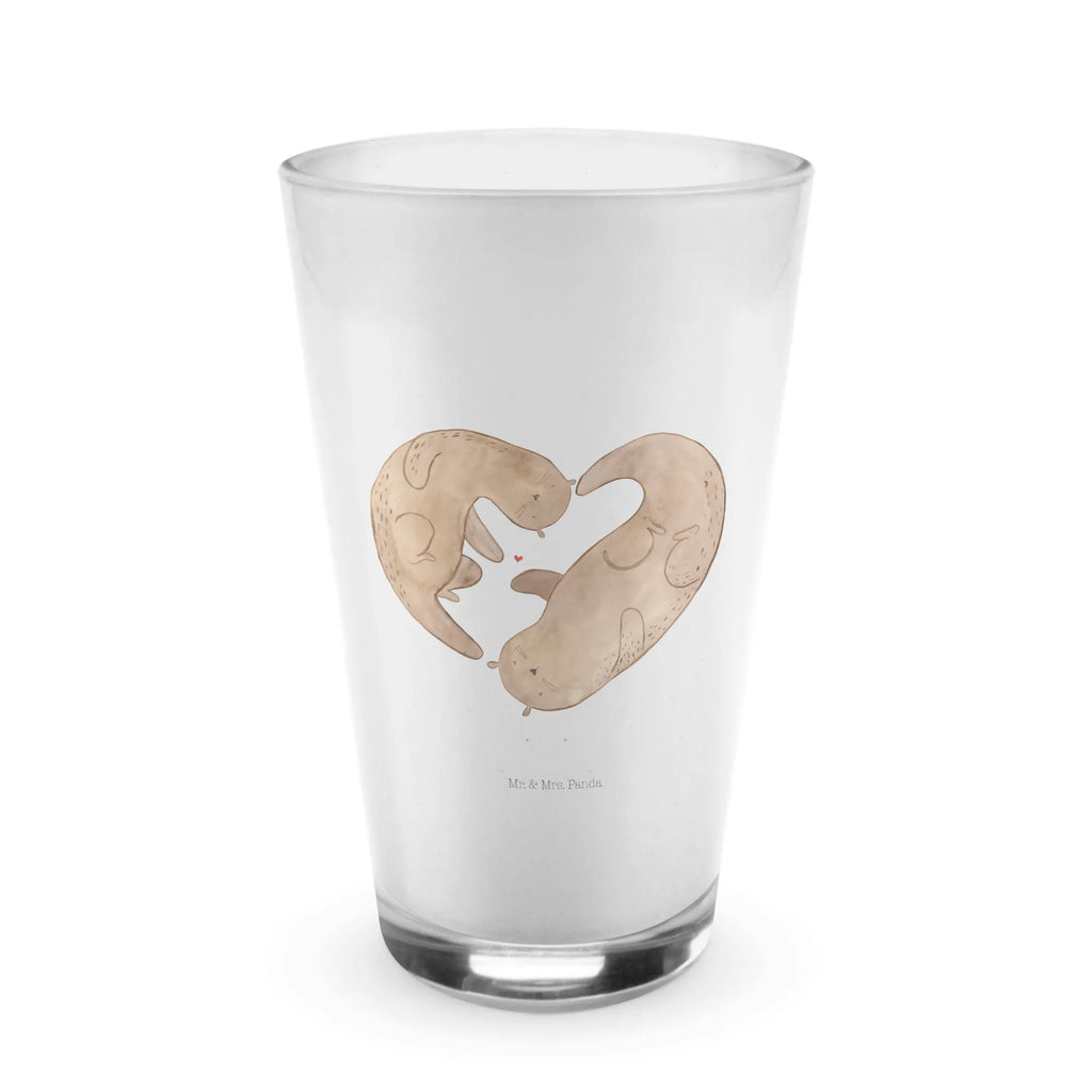 Glas Otter Herz Cappuccino Glas, Glas, Cappuccino Tasse, Latte Macchiato, Otter, Fischotter, Seeotter, Liebe, Herz, Liebesbeweis, Liebesgeschenk, Bessere Hälfte, Love you, Jahrestag, Hochzeitstag, Verlobung, gemeinsames Leben