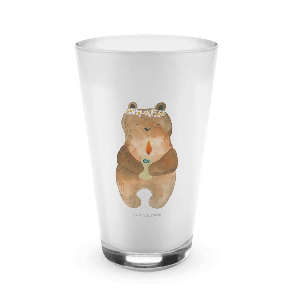 Glas Kommunion-Bär Cappuccino Glas, Glas, Cappuccino Tasse, Latte Macchiato, Bär, Teddy, Teddybär, Kommunion, Gottes Segen, Taufkerze, katholisch