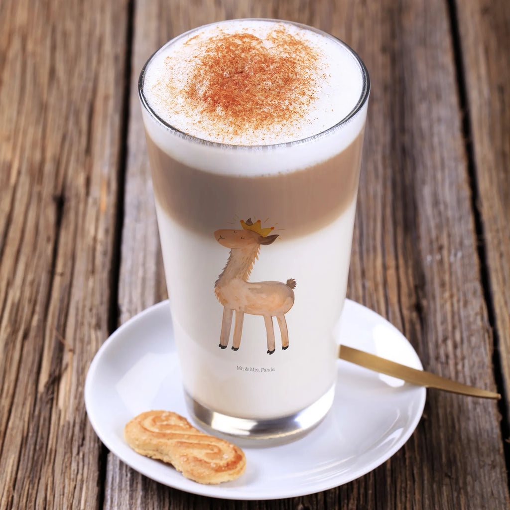 Glas Lama König Cappuccino Glas, Glas, Cappuccino Tasse, Latte Macchiato, Lama, Alpaka, Lamas, König, Königin, Freundin, Mama, Papa, Büro Kollege, Kollegin, Chef, Vorgesetzter, Abi, Abitur