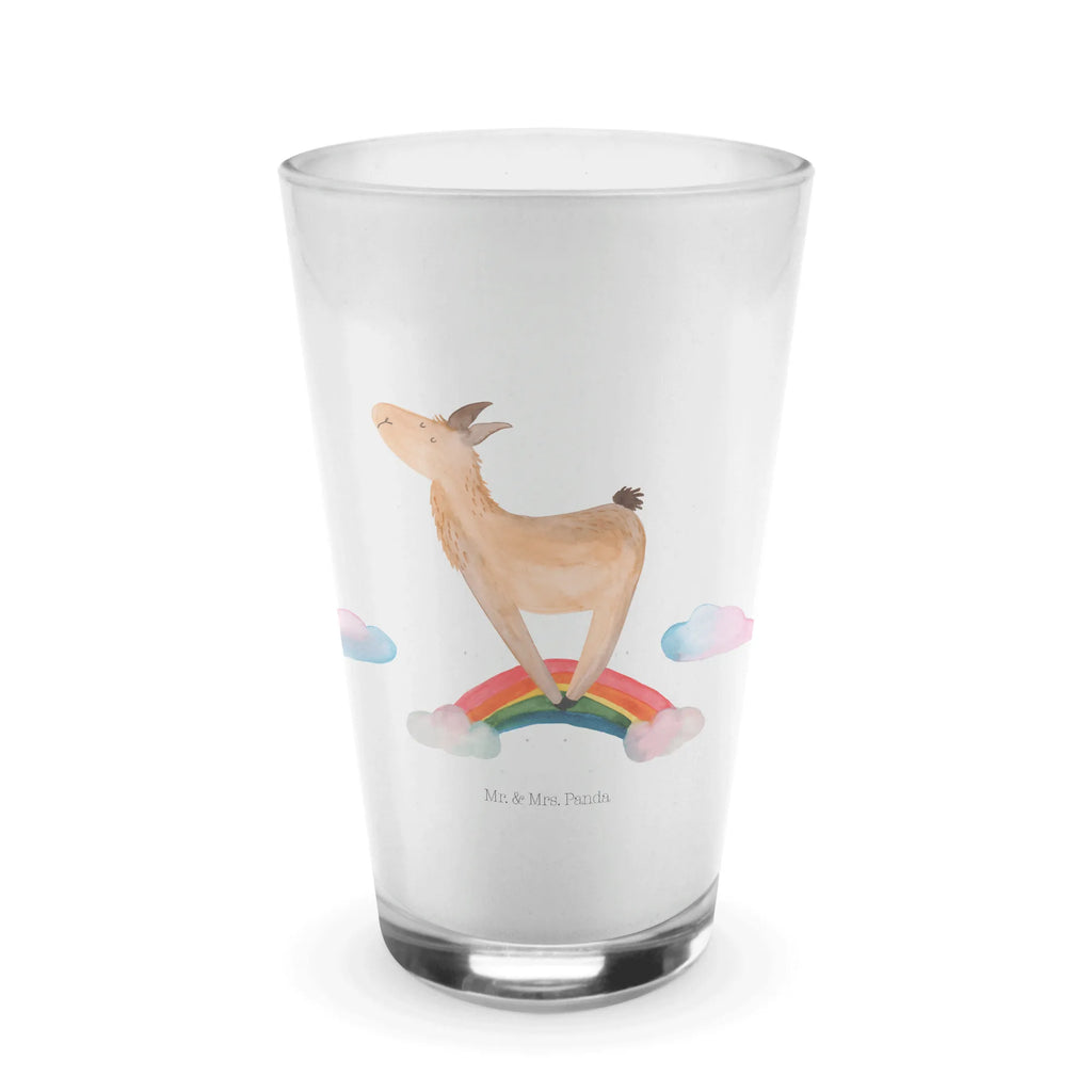 Glas Lama Regenbogen Cappuccino Glas, Glas, Cappuccino Tasse, Latte Macchiato, Lama, Alpaka, Lamas, Regenbogen, Haters gonna hate, Haters, Selbstständig, Außenseiter, Schule, Abi, Hobby, Wolkenland, Freiheit