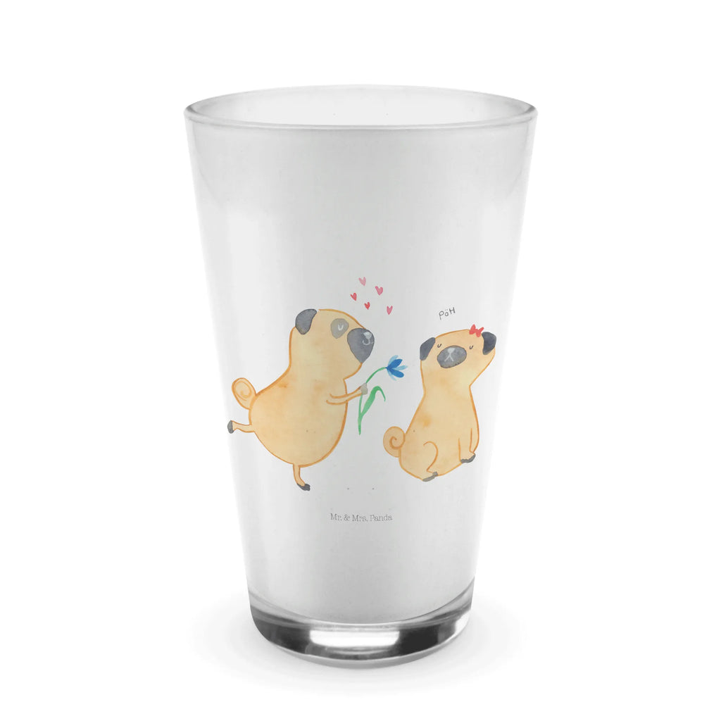 Glas Mops verliebt Cappuccino Glas, Glas, Cappuccino Tasse, Latte Macchiato, Hund, Hundemotiv, Haustier, Hunderasse, Tierliebhaber, Hundebesitzer, Sprüche, Mops, Möpse, Hundeliebe, verliebt, Liebe, Liebesspruch. Verlobt, Geschenk Freund, Partner