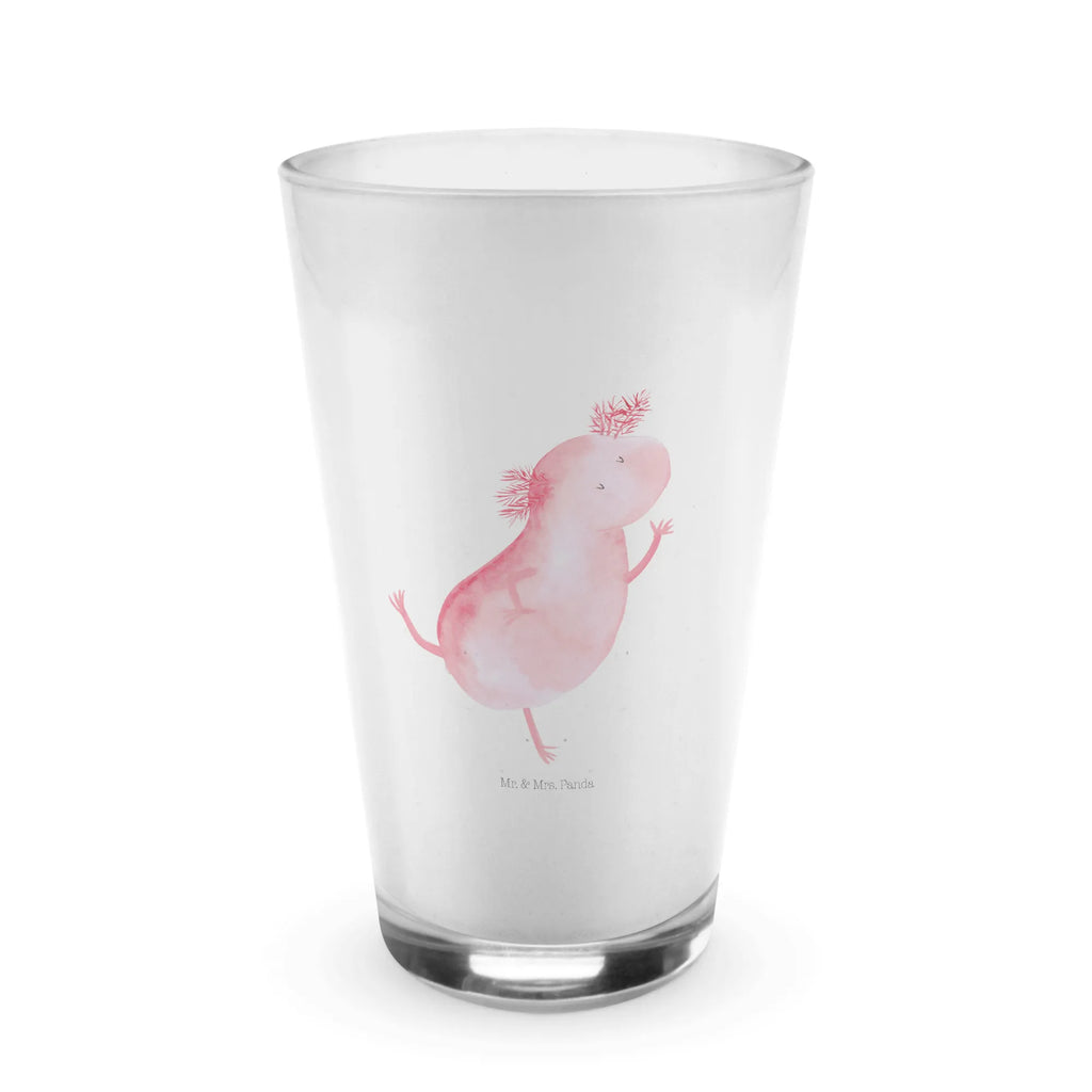 Glas Axolotl tanzt Cappuccino Glas, Glas, Cappuccino Tasse, Latte Macchiato, Axolotl, Molch, Axolot, Schwanzlurch, Lurch, Lurche, Dachschaden, Sterne, verrückt, Freundin, beste Freundin