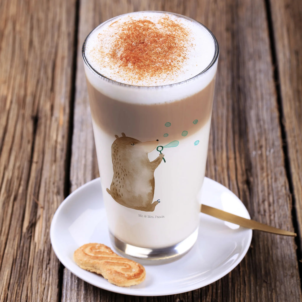 Glas Bär Seifenblasen Cappuccino Glas, Glas, Cappuccino Tasse, Latte Macchiato, Bär, Teddy, Teddybär, Seifenblasen Bär Lustig Sein Glücklich Traurig Happy