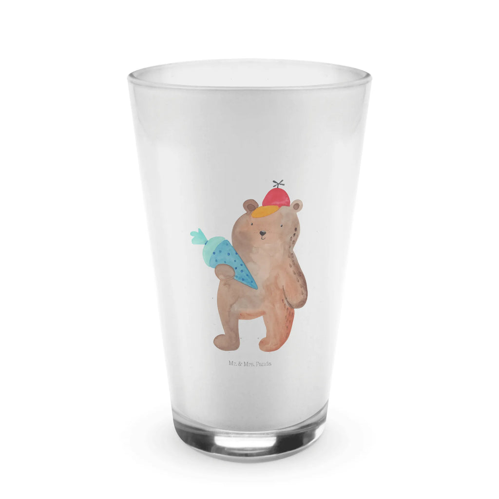 Glas Bär mit Schultüte Cappuccino Glas, Glas, Cappuccino Tasse, Latte Macchiato, Bär, Teddy, Teddybär, Bär Motiv, Schultüte, Erster Schultag Geschenk, Einschulung Geschenk, Schule Geschenk, Grundschule, Schulanfang, Schulbeginn