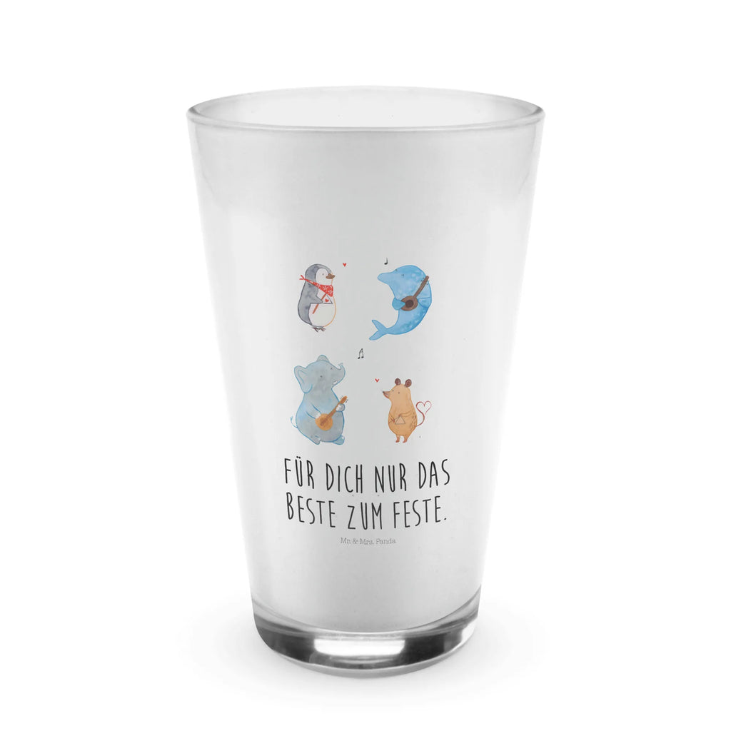 Glas Big Band Cappuccino Glas, Glas, Cappuccino Tasse, Latte Macchiato, Tiermotive, Gute Laune, lustige Sprüche, Tiere, Hund, Pinguin, Maus, Elefant, Delfin, Gitarre, Band, Triangel, Musikanten, Musik