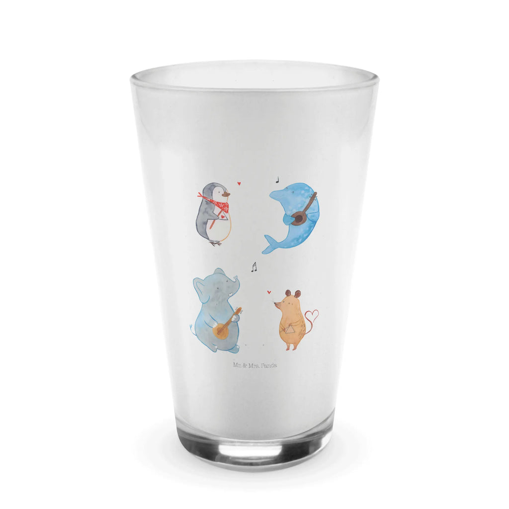 Glas Big Band Cappuccino Glas, Glas, Cappuccino Tasse, Latte Macchiato, Tiermotive, Gute Laune, lustige Sprüche, Tiere, Hund, Pinguin, Maus, Elefant, Delfin, Gitarre, Band, Triangel, Musikanten, Musik