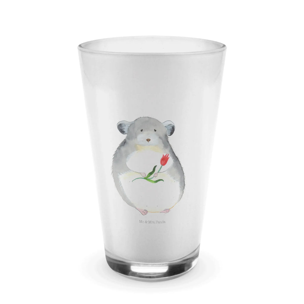 Glas Chinchilla mit Blume Cappuccino Glas, Glas, Cappuccino Tasse, Latte Macchiato, Tiermotive, Gute Laune, lustige Sprüche, Tiere, Chinchilla, Chinchillas, Liebeskummer, Kummer, Depressionen, traurig sein, Chaos, Glücklichsein, Büro, Büroalltag