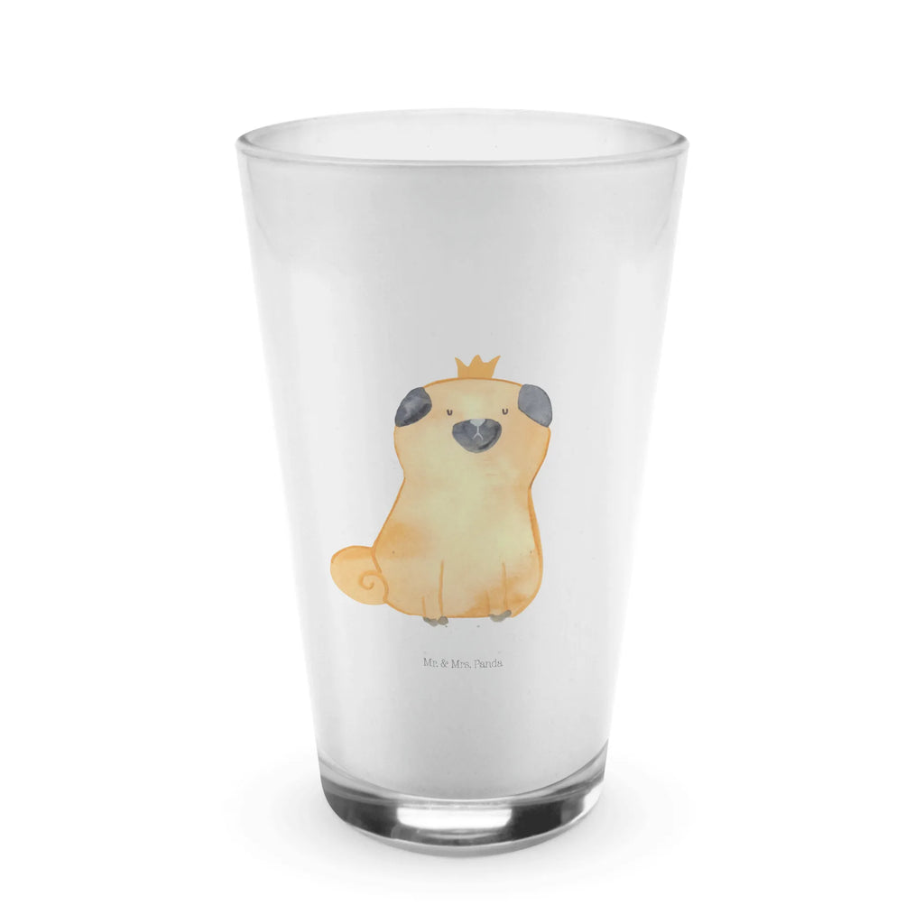 Glas Mops Krone Cappuccino Glas, Glas, Cappuccino Tasse, Latte Macchiato, Hund, Hundemotiv, Haustier, Hunderasse, Tierliebhaber, Hundebesitzer, Sprüche, Mops, allergisch, kinderlos, Hausregel, Hundebesitzer. Spruch, lustig