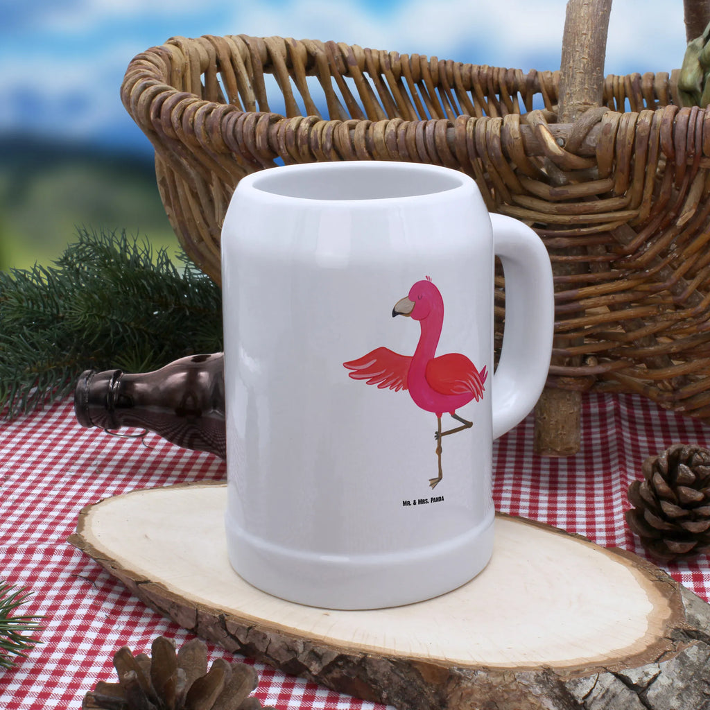 Bierkrug Flamingo Yoga Bierkrug, Bierkrüge, Bierkrug Steingut, Steinkrüge, 0, 5 l, 500ml, Krug, Flamingo, Vogel, Yoga, Namaste, Achtsamkeit, Yoga-Übung, Entspannung, Ärger, Aufregen, Tiefenentspannung