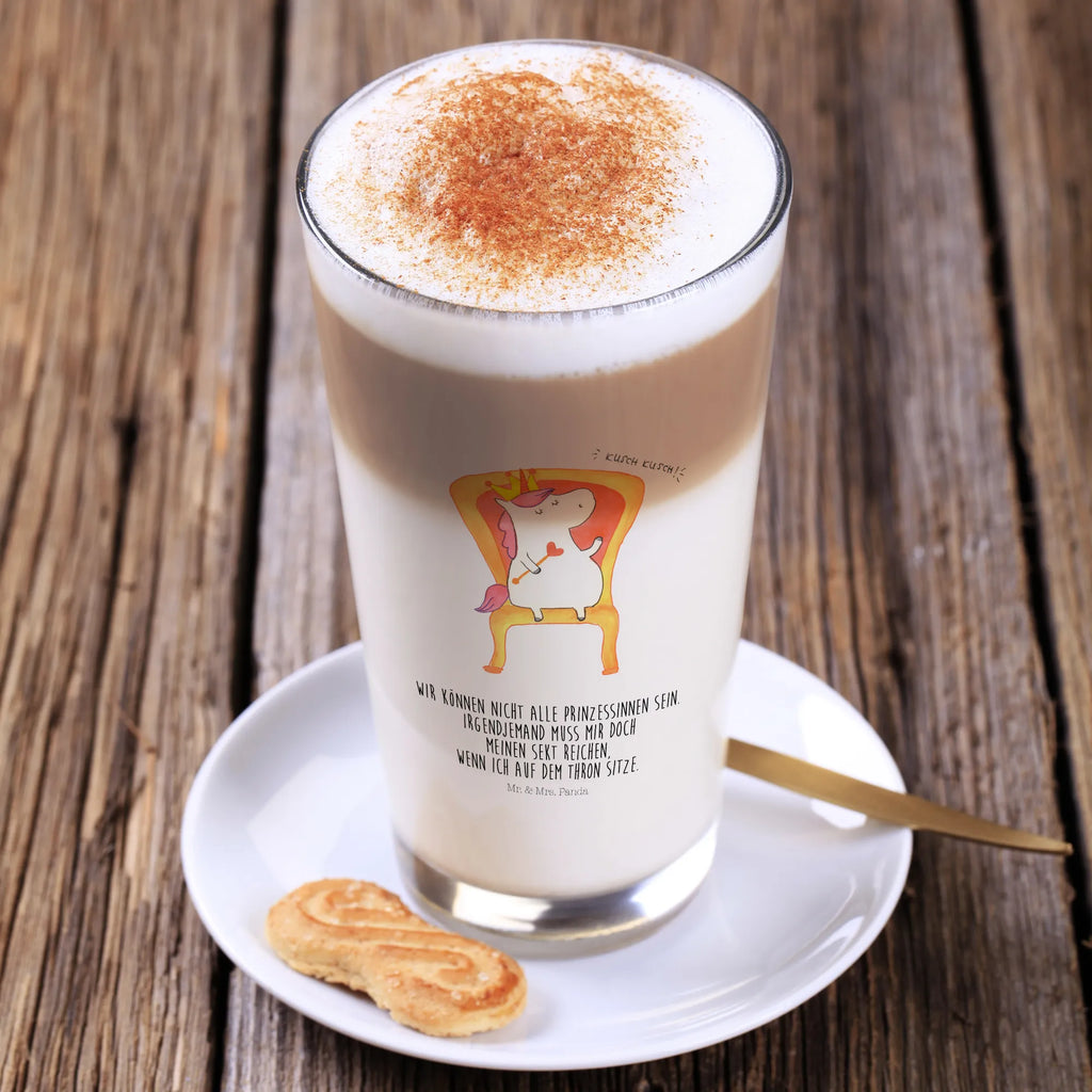 Glas Einhorn König Cappuccino Glas, Glas, Cappuccino Tasse, Latte Macchiato, Einhorn, Einhörner, Einhorn Deko, Unicorn, König, Präsident, Bundeskanzler, Herrscher, Kaiser, Prinzessin, Krone