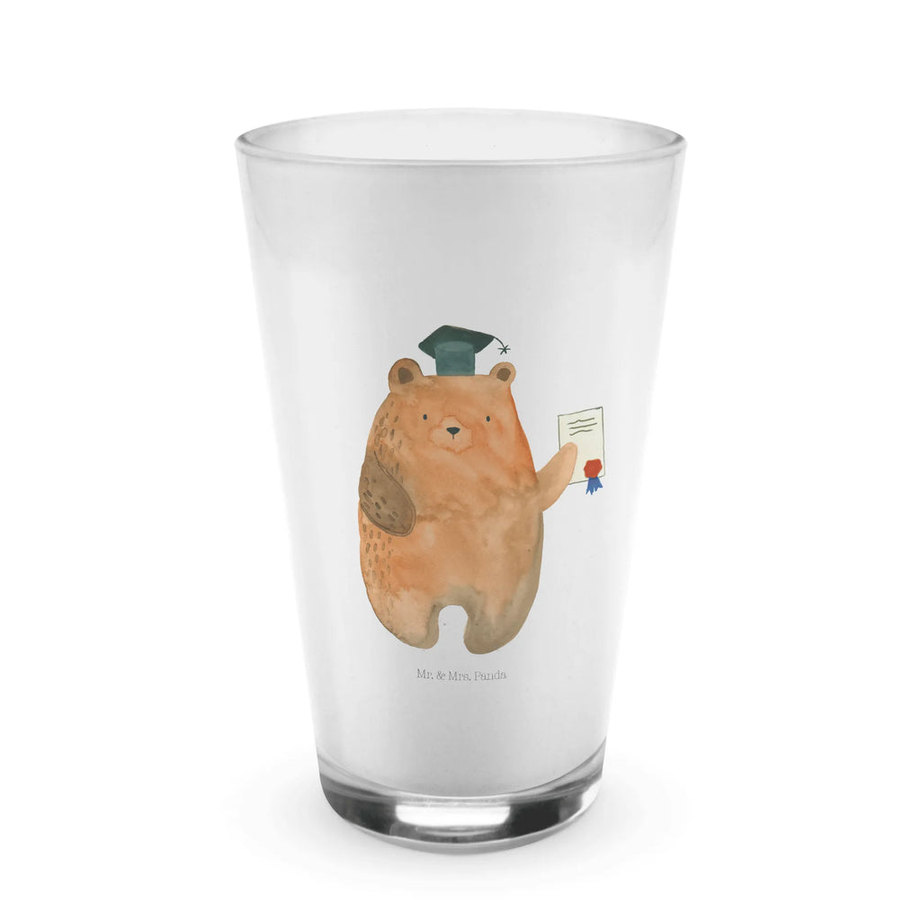 Glas Prüfungsbär Cappuccino Glas, Glas, Cappuccino Tasse, Latte Macchiato, Bär, Teddy, Teddybär, Abitur, Prüfungen, Prüfung bestanden, Abschluss, Zeugnis, Abschlusszeugnis