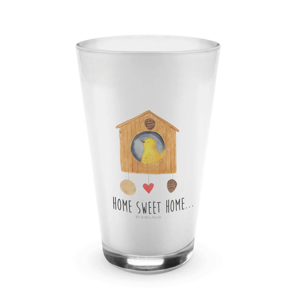 Glas Vogelhaus sweet Home Cappuccino Glas, Glas, Cappuccino Tasse, Latte Macchiato, Tiermotive, Gute Laune, lustige Sprüche, Tiere, Vogelhaus, Vogel, Home sweet Home, Einzug, Umzug, Geschenk, Einzugsgeschenk, Hausbau, Haus