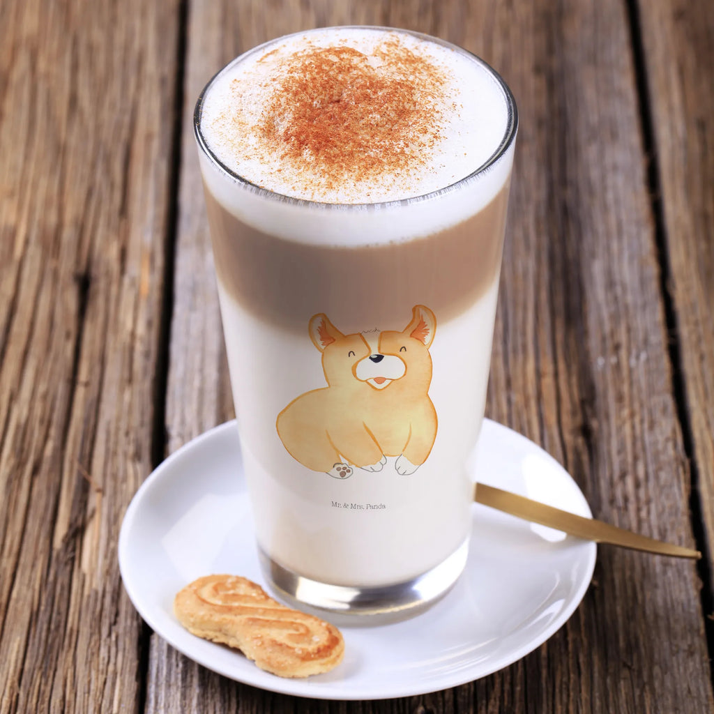 Glas Corgie Cappuccino Glas, Glas, Cappuccino Tasse, Latte Macchiato, Hund, Hundemotiv, Haustier, Hunderasse, Tierliebhaber, Hundebesitzer, Sprüche, Corgie, Welsh Corgie Pembroke, britisch, Motivation, Spruch, Hundespruch, Lebensfreude