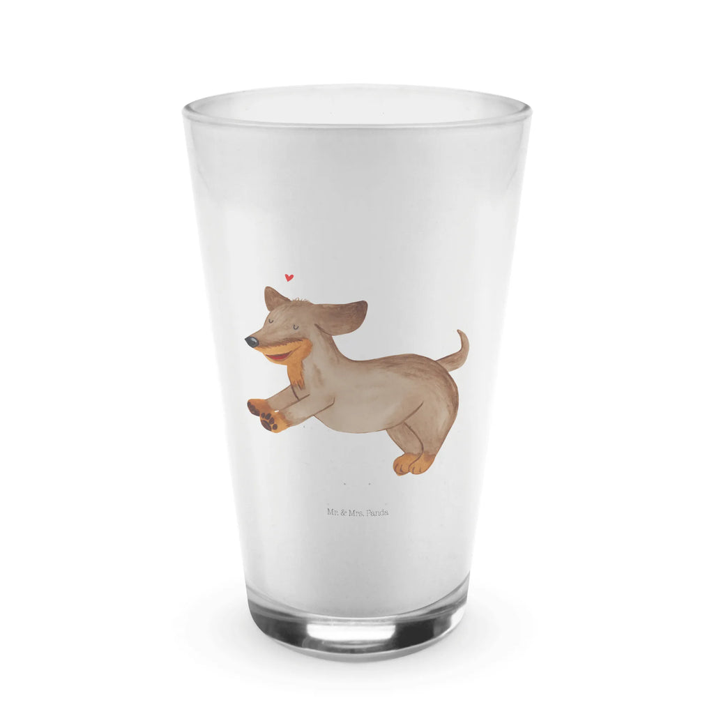 Glas Hund Dackel fröhlich Cappuccino Glas, Glas, Cappuccino Tasse, Latte Macchiato, Hund, Hundemotiv, Haustier, Hunderasse, Tierliebhaber, Hundebesitzer, Sprüche, Hunde, Dackel, Dachshund, happy dog