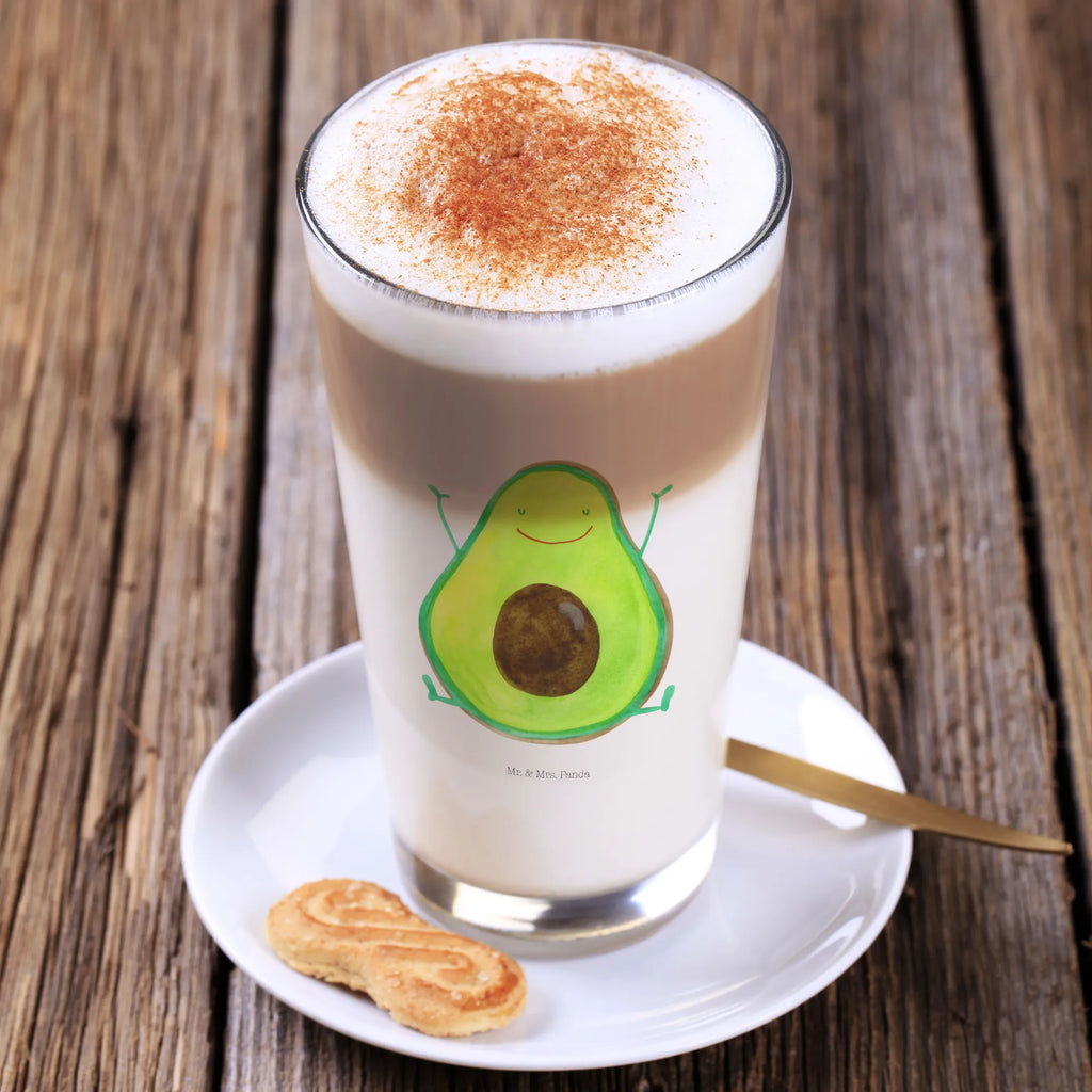 Glas Avocado Happy Cappuccino Glas, Glas, Cappuccino Tasse, Latte Macchiato, Avocado, Veggie, Vegan, Gesund, Chaos