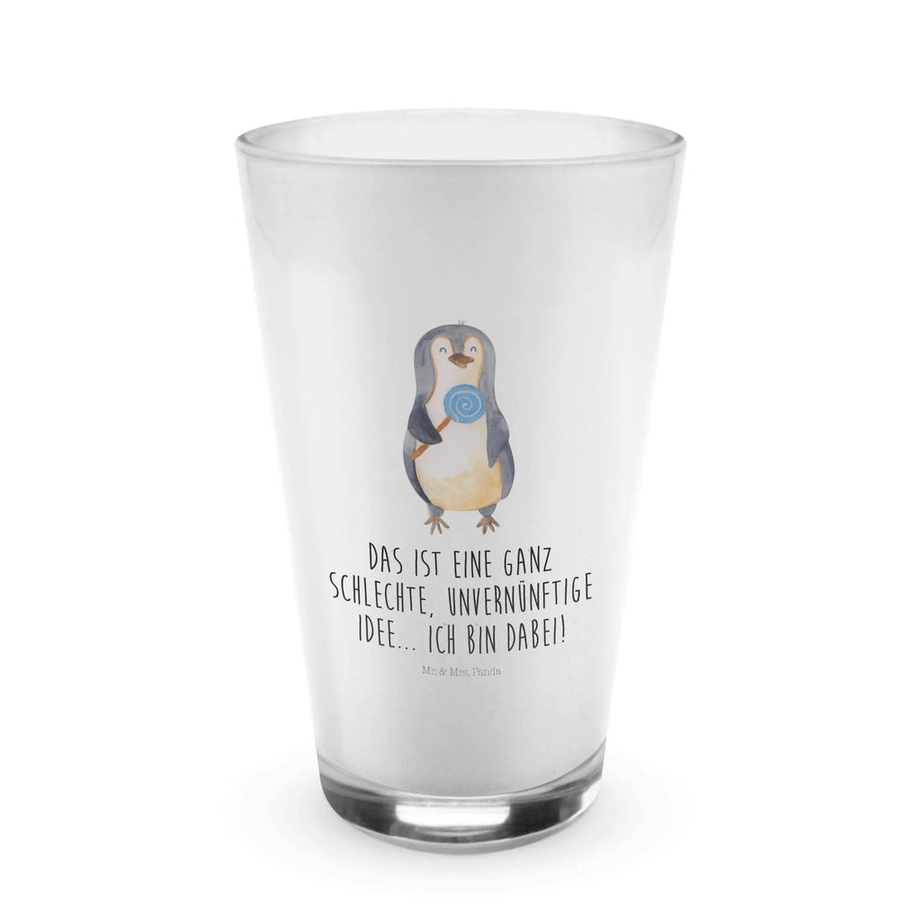 Glas Pinguin Lolli Cappuccino Glas, Glas, Cappuccino Tasse, Latte Macchiato, Pinguin, Pinguine, Lolli, Süßigkeiten, Blödsinn, Spruch, Rebell, Gauner, Ganove, Rabauke