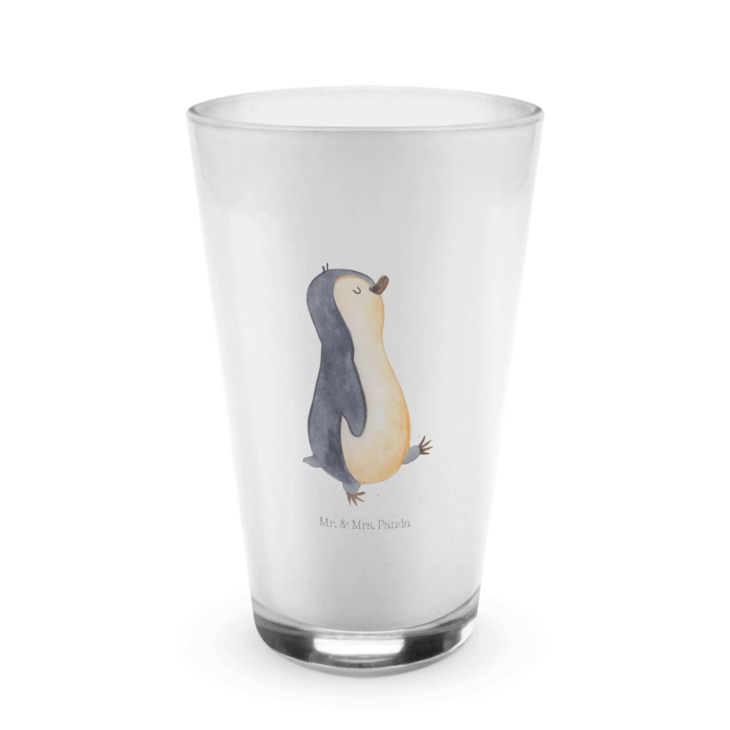 Glas Pinguin marschierend Cappuccino Glas, Glas, Cappuccino Tasse, Latte Macchiato, Pinguin, Pinguine, Frühaufsteher, Langschläfer, Bruder, Schwester, Familie