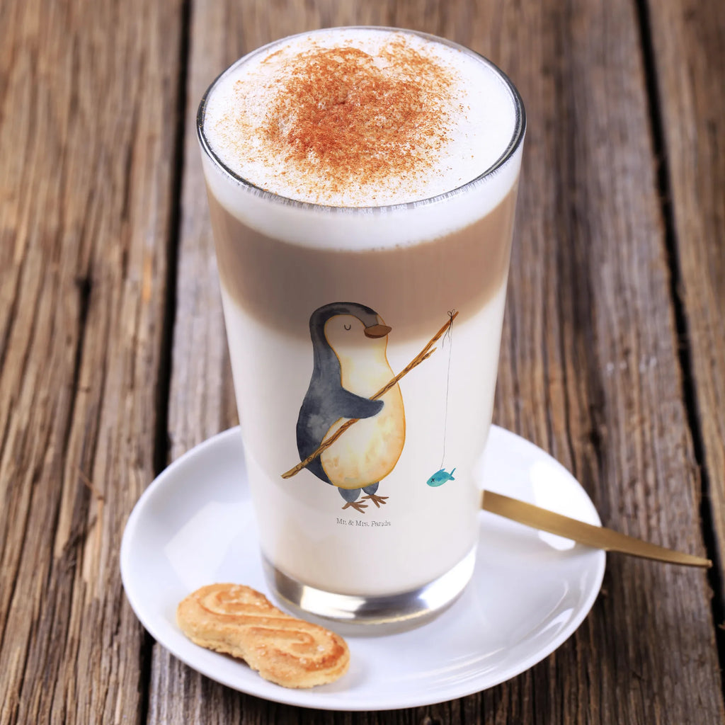 Glas Pinguin Angler Cappuccino Glas, Glas, Cappuccino Tasse, Latte Macchiato, Pinguin, Pinguine, Angeln, Angler, Tagträume, Hobby, Plan, Planer, Tagesplan, Neustart, Motivation, Geschenk, Freundinnen, Geschenkidee, Urlaub, Wochenende