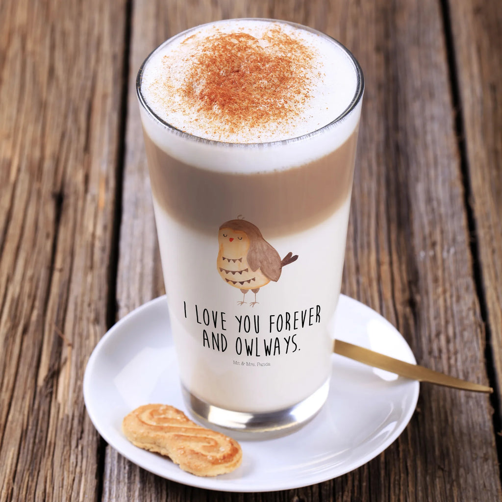 Glas Eule Zufrieden Cappuccino Glas, Glas, Cappuccino Tasse, Latte Macchiato, Eule, Eule Spruch, Eule deko, Owl, Liebe Spruch, Romantisch, Wortspiel lustig, Spruch schön, Geschenk Hochzeitstag