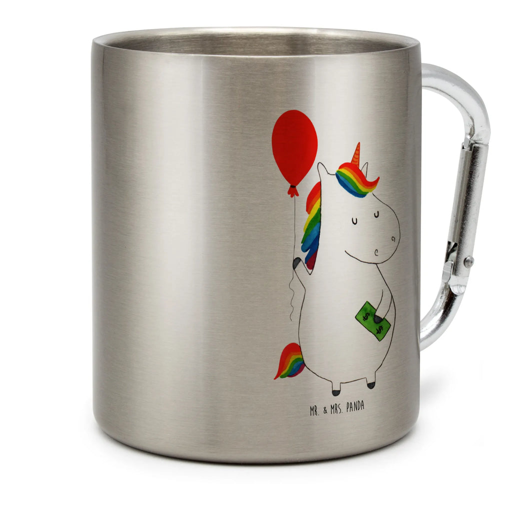 Edelstahlbecher Einhorn Luftballon Edelstahltasse, Karabiner, Edelstahlbecher, Outdoor, Camping, Tasse, Becher, Einhorn, Einhörner, Einhorn Deko, Pegasus, Unicorn, Luftballon, Geld, Lebenslust, Freude, Geschenk, Freundin