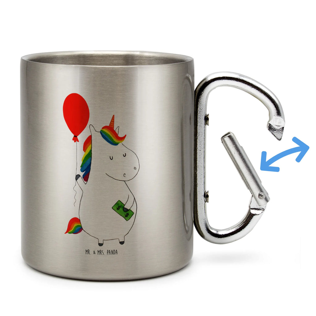 Edelstahlbecher Einhorn Luftballon Edelstahltasse, Karabiner, Edelstahlbecher, Outdoor, Camping, Tasse, Becher, Einhorn, Einhörner, Einhorn Deko, Pegasus, Unicorn, Luftballon, Geld, Lebenslust, Freude, Geschenk, Freundin