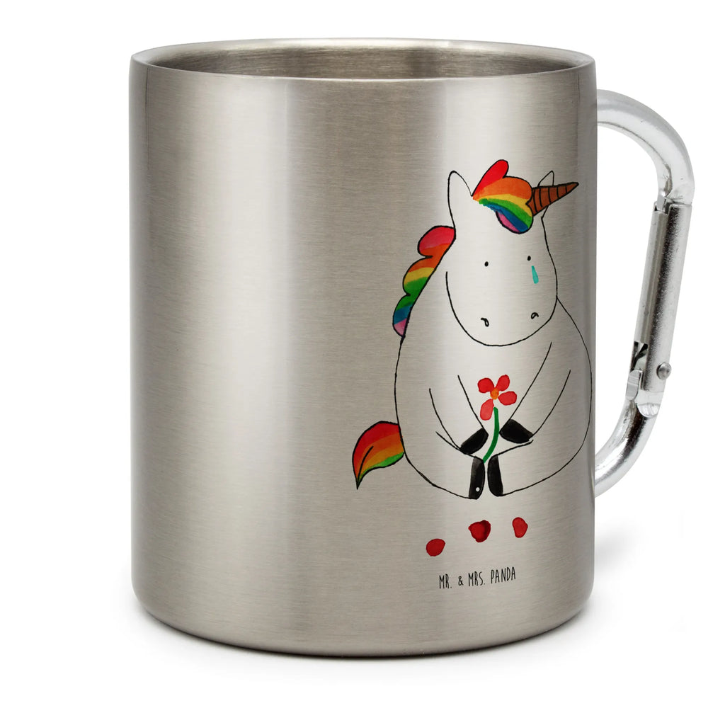 Edelstahlbecher Einhorn Traurig Edelstahltasse, Karabiner, Edelstahlbecher, Outdoor, Camping, Tasse, Becher, Einhorn, Einhörner, Einhorn Deko, Pegasus, Unicorn, Glitzer, Trösten. Freundschaft, Freunde, Liebe, Trauer, Grußkarte, Blume