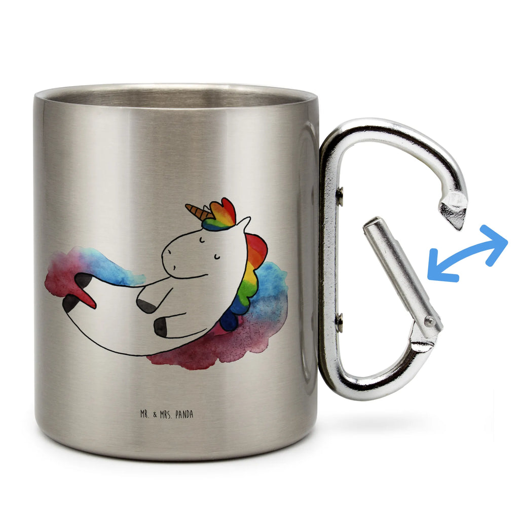 Edelstahlbecher Einhorn Wolke 7 Edelstahltasse, Karabiner, Edelstahlbecher, Outdoor, Camping, Tasse, Becher, Einhorn, Einhörner, Einhorn Deko, Pegasus, Unicorn, verliebt, Menschen, witzig, lustig, Geschenk, Glaube, Realität, Lächeln