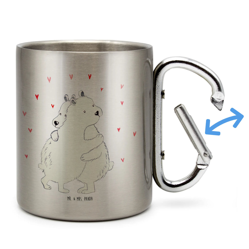 Edelstahlbecher Eisbär Umarmen Edelstahltasse, Karabiner, Edelstahlbecher, Outdoor, Camping, Tasse, Becher, Tiermotive, Gute Laune, lustige Sprüche, Tiere